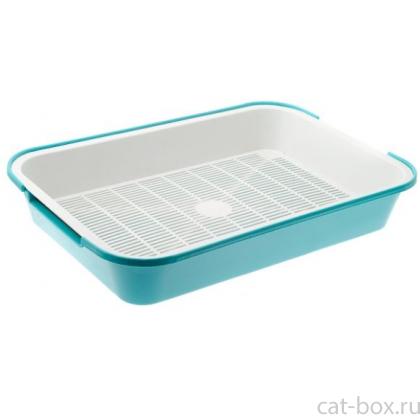 Туалет для кошек с сеткой №2, поддон, 39х28 см, голубой-0
