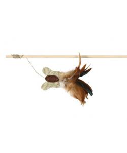Игрушка для кошки "Удочка с бабочкой", 45 см, перья/текстиль (45733)