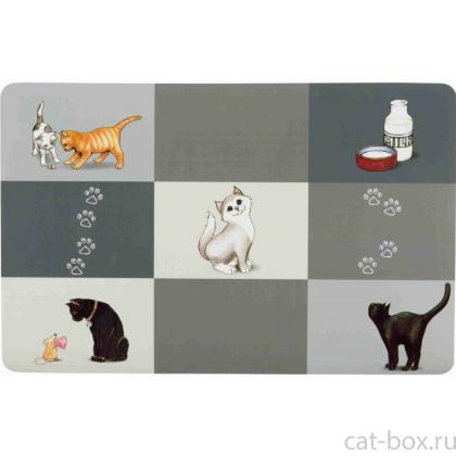 Коврик под миску, 44*28 см, серый (24579)-0