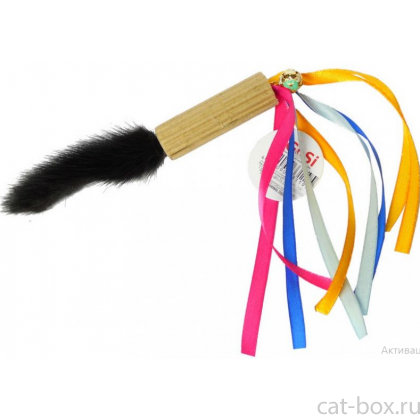 Игрушка "Цилиндр с норкой" для кошек, картон+натуральный мех, 7 см-0