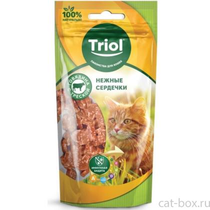 Нежные сердечки из говядины с треской  для кошек (PT40)-0
