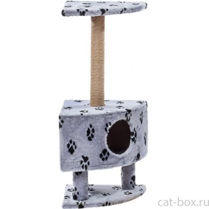 Домик для кошек меховой «Угловой на ножках» 42*42*99 см, джут-0