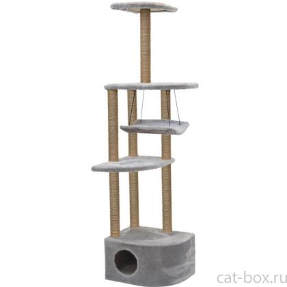 Комплекс-когтеточка "Башня угловая" с гамаком, 48*48*h171 см, джут, серый-0