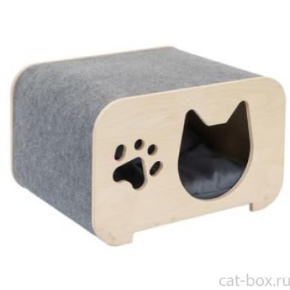 Домик-когтеточка "Балу", серый, 44*34*28см, ковролин-0
