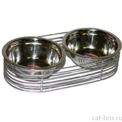 Подставка кольцевая напольная с 2 мисками 0,35л, высота 6см-0