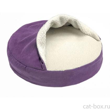 Лежак круглый, серия КАРМАН - бархат фиолетовый-0