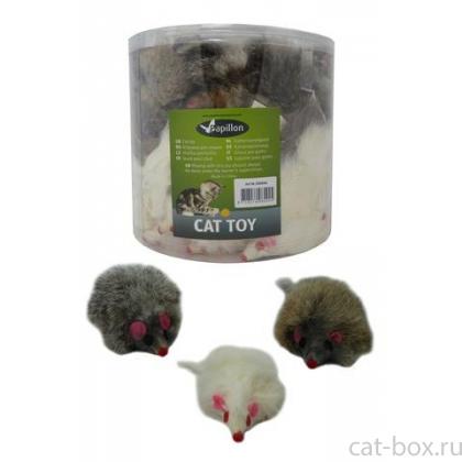 Пушистый мышонок, натур. Мех. Кролик, 9см, цвет в ассорт-0