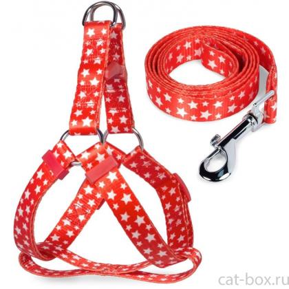 Комплект шлейка 1*26-35см и поводок 1*120см, "Звездочки"-0