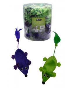 Игрушка для кошек "Плюшевые мышки, зеленые и фиолетовые" 11см