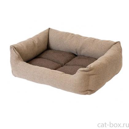 Лежак прямоугольный пухлый "МАНЕЖ" - рогожка, бежевый-0