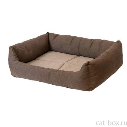 Лежак прямоугольный пухлый "МАНЕЖ" - рогожка, коричневый-0