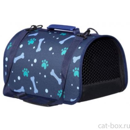 Сумка-переноска "Ландау" для животных, кофр жесткий, рисунок косточки, 43*25*24см-0