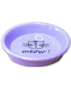 Миска "MEOW" керамическая для кошек, сиреневая  200 мл
