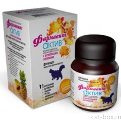 Фармавит Актив витамины для кошек "совершенство шерсти", 60 таб.-0