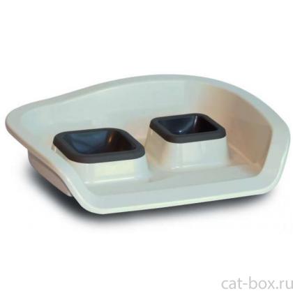 Подставка с мисками  NEMBO  0.25+0.3л (48*38*12см), пластик-0