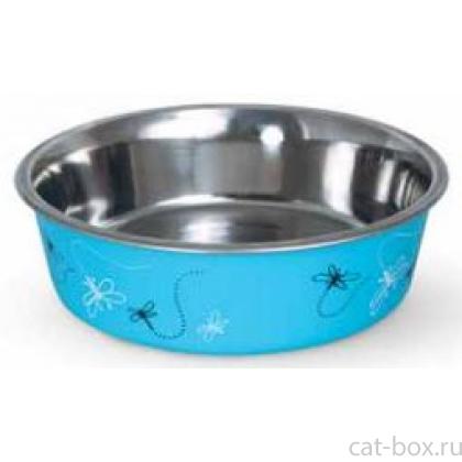 Миска нержавеющая сталь ""Стрекоза""  бирюзоввая 250 мл (BL-04)-0