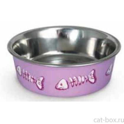 Миска нержавеющая сталь "Рыба"  сиреневая 150 мл (BL-01)-0