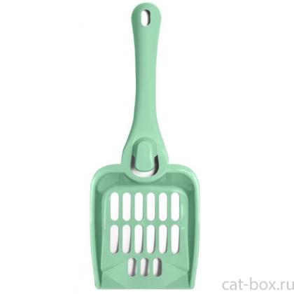 Совок для кошачьего туалета с креплением на бортик, зеленый, 25,5см-0