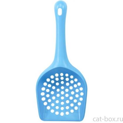 Совок для кошачьего туалета с круглыми ячейками, голубой, 26,2см-0