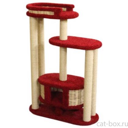 Домик когтеточка для кошек ковролиновый «Чаруша» высокий 100*42*140 см, сизаль-0