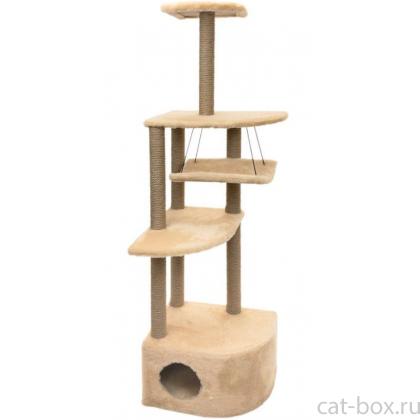 Комплекс-когтеточка "Башня угловая" с гамаком, 48*48*h171 см, джут, бежевый-0