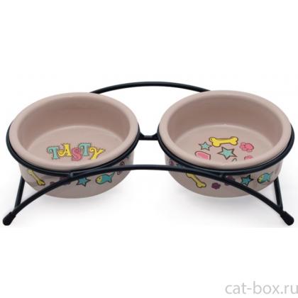 Миска керамическая на подставке "Лакомка", 2*0,25л (CB12)-0