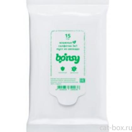 Влажные салфетки универсальные для лап, глаз и ушей, с ароматом мусс из авокадо 15 шт.-0