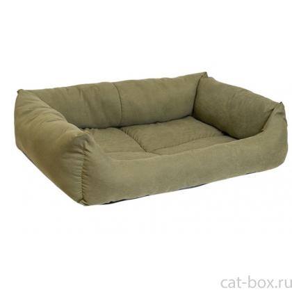 Лежак прямоугольный пухлый "МАНЕЖ" - бархат, милитари-0