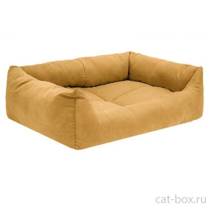 Лежак прямоугольный пухлый "МАНЕЖ" - бархат, охра-0