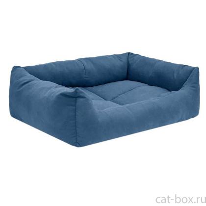 Лежак прямоугольный пухлый "МАНЕЖ" - бархат, синий-0
