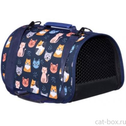 Сумка-переноска "Отуар" для животных, кофр жесткий, рисунок кошки, 43*25*24см-0