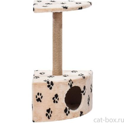 Домик для кошек меховой «Угловой» 42*42*80 см, джут-0