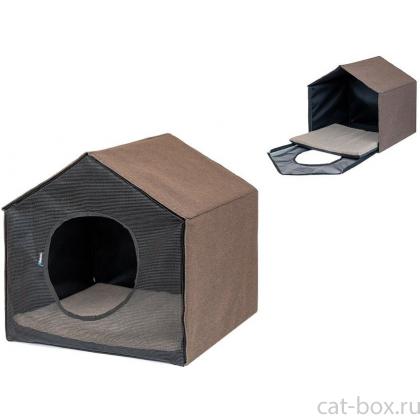 Домик-лежанка с жест.каркасом "Хайтек" "Радиус" раскл.,49*38*43см. коричневый-0