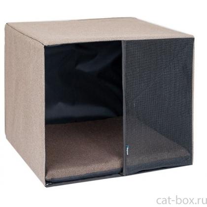 Домик-лежанка с жест.каркасом "Хайтек" "Параллель" раскл.,39*34*34см. бежевый-0