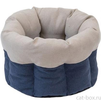 Лежак круглый пухлый "Navy" с подушкой бежевый -0