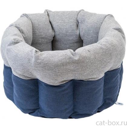 Лежак круглый пухлый "Navy" с подушкой серый -0