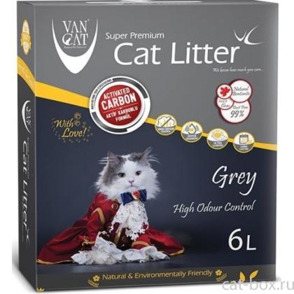 Комкующийся наполнитель с активированным углем, без пыли, 6 л, коробка (Grey)-0