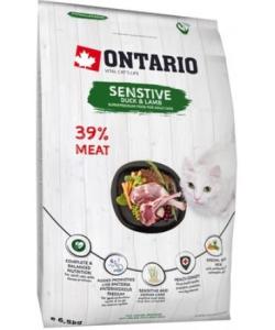 Для кошек с чувствительным пищеварением с уткой и ягненком (Ontario Cat Sensitive/Derma)