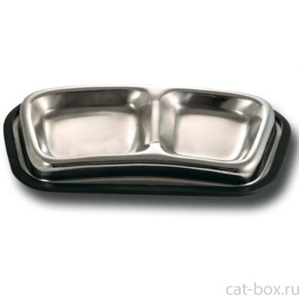 Миска металлическая на резинке двойная, 0,12*0,14л-0