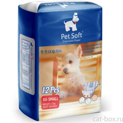 Подгузники DIAPER для животных р-р XXS (вес 1-3кг талия 18-30см) 12шт.-0