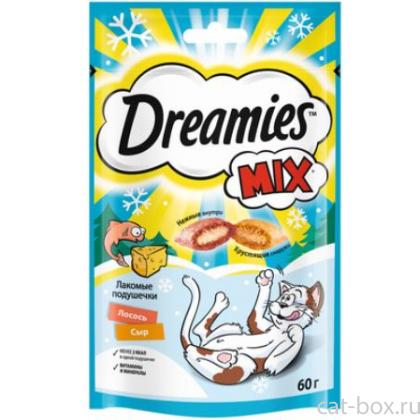 Лакомство Dreamies MIX для взрослых кошек, с лососем и сыром-0