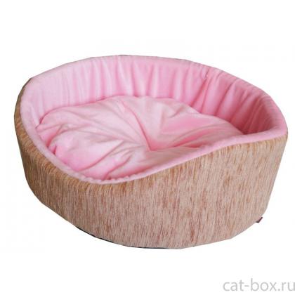 Лежанка круглая с матрацем мебельная ткань и плюш (75151)-0