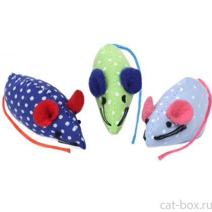 Набор игрушек для кошек (3 мышки), 5 см-0