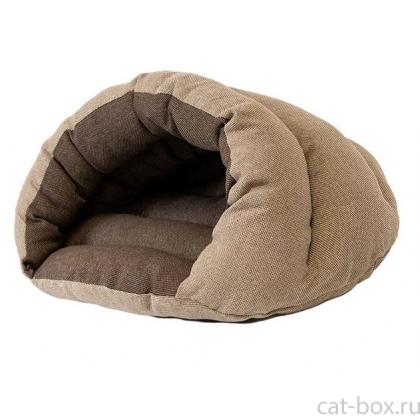 Домик пухлый "Ракушка" - рогожка бежевый, 67*52*35см-0