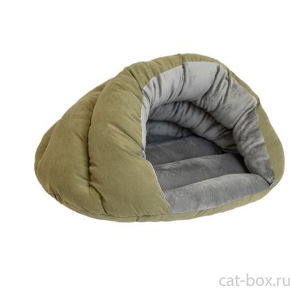 Домик пухлый "Ракушка" - бархат милитари-0