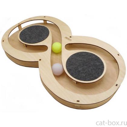 Игрушка для кошек развивающая Восьмерка с шарикамии и когтеточками, 49*27*3,6 см-0