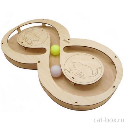 Игрушка для кошек развивающая Восьмерка с шарикамии, 49*27*3,6 см-0