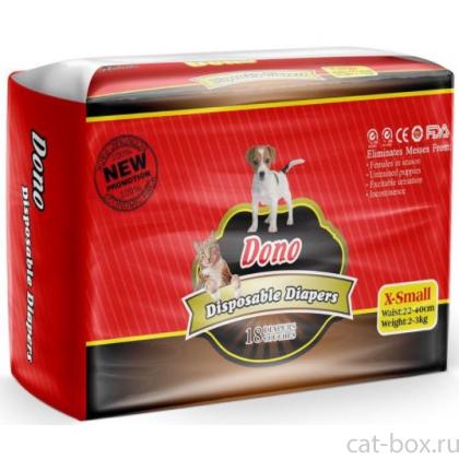 Подгузники для животных DONO Disposable Diapers, размер XS (вес 2-3кг, талия 22-40см) 18шт.-0