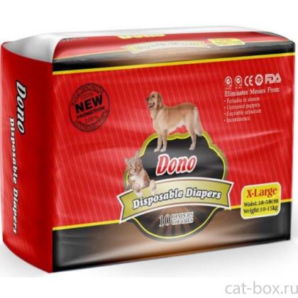 Подгузники для животных DONO Disposable Diapers, размер XL (вес 10-15кг, талия 38-58см), 10шт.-0