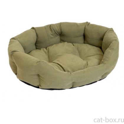 Лежак овальный пухлый "Облако" - бархат, милитари-0